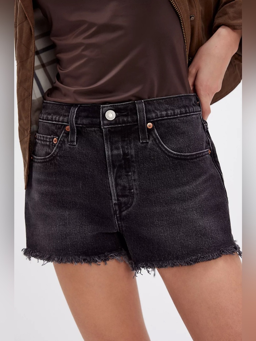 Levi's 501 Original Fit High Rise Black Denim Shorts Size 27 Step on It
